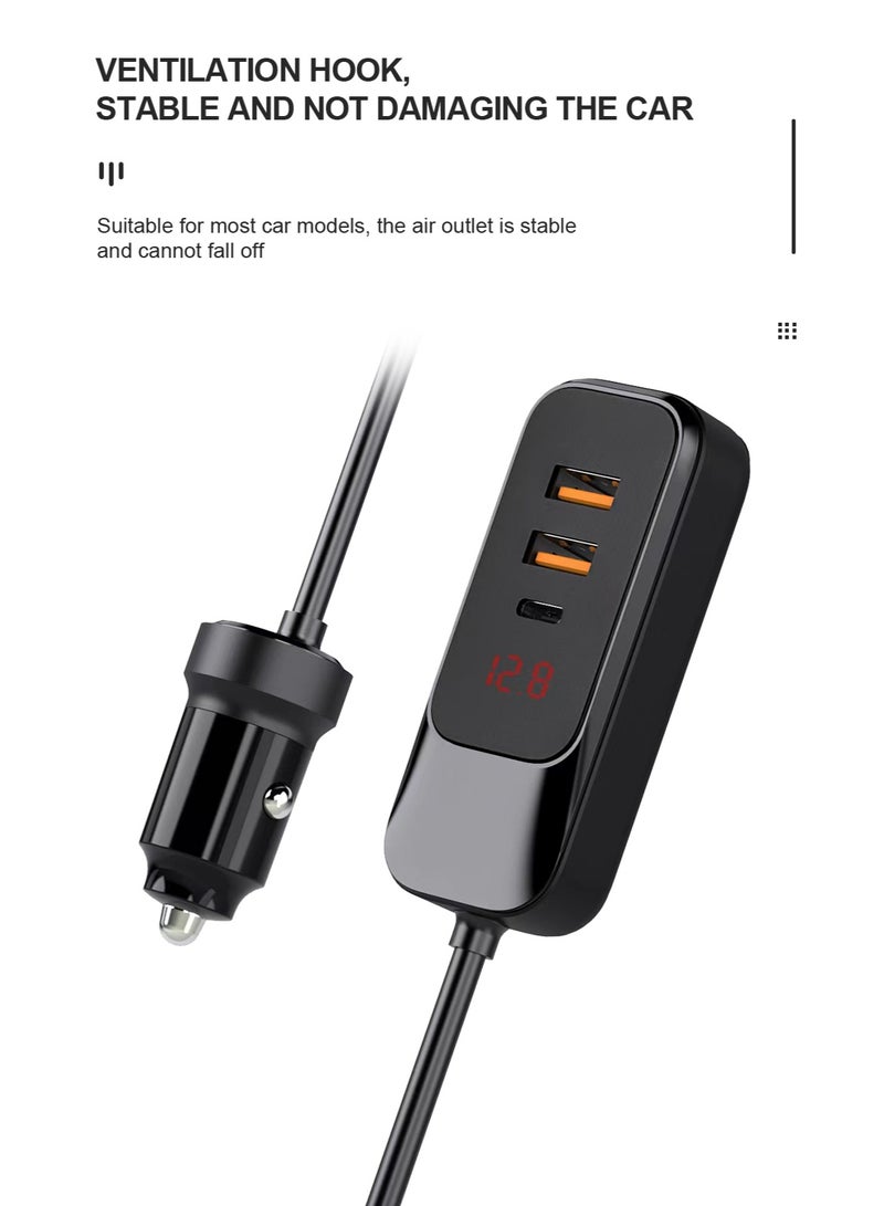 لينوك شاحن سيارة USB C بقدرة 120 واط مع 4 منافذ شحن سريع، مع كابل بطول 5 قدم متوافق مع اجهزة ايفون وسامسونج - Image 4
